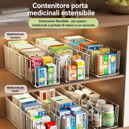 🔥Transparent telescopic medicine rack — Extendable, perfect for tidying up your cupboard 💊🗄️