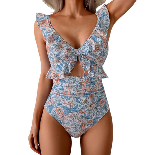 🩱Summer Hot Sale 50% OFF💃Women's Tummy Control Ruffle V-Neck One-Piece Swimsuit