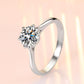 Sterling Silver Moissanite V Ring +Classic Shining Moissanite Ring