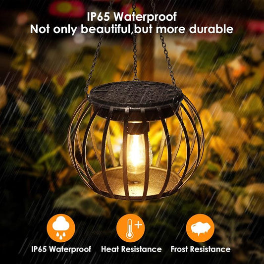 Vintage Metal Solar Lanterns 2PCS Upgraded Hanging Solar Lights Waterproof Outdoor Decorative Lights for Garden Yard Patio Pathway Solar Security Lights