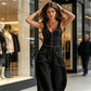 Loose-fitting jumpsuit with wide legs and pockets