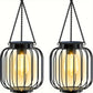 Vintage Metal Solar Lanterns 2PCS Upgraded Hanging Solar Lights Waterproof Outdoor Decorative Lights for Garden Yard Patio Pathway Solar Security Lights