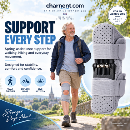 Spring-Assisted Knee Brace, Knee Support & Knee Booster for Elderly – Dynamic Spring Loaded Knee Stabilize Technology, Ergonomic Patella Support with Adjustable Straps for Stairs, Squatting, Daily Activities