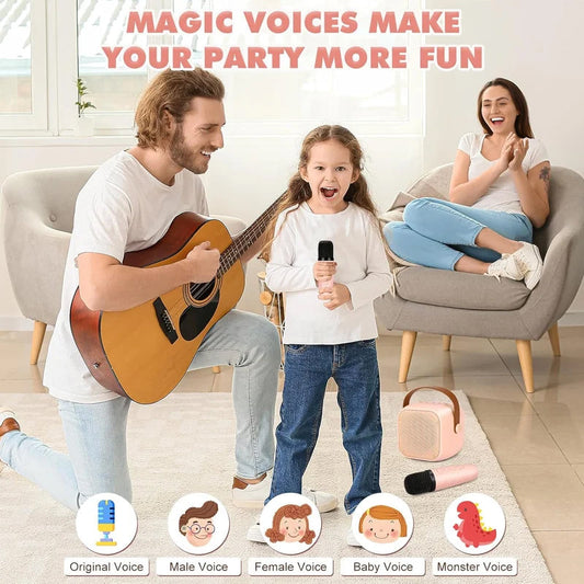 💝Gift Idea Hot sale🔥Mini Karaoke Machine for Kids with Wireless Bluetooth Microphones