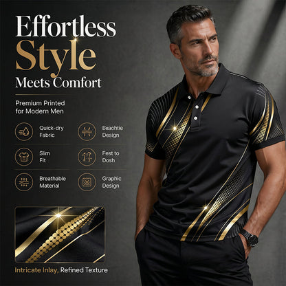 Abstract Print Men's  Shirt, Short Sleeve Slim-Fit Top, Graphic Pattern, Unlined, Plain Surface, Made in Mainland China