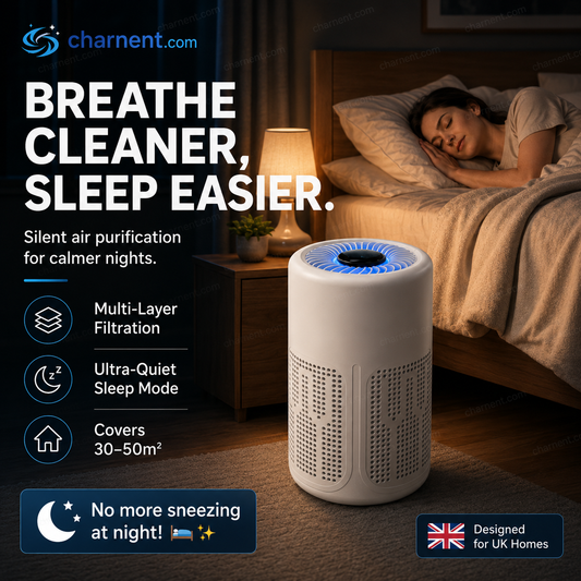 🥳2026 HOT SALE🔇 50% OFF! Silent Air Purifier – Multi‑layer filtration, ultra‑quiet sleep mode. Covers 30‑50m², one‑touch operation. Breathe clean, rest easy. No more sneezing at night! 🛌✨
