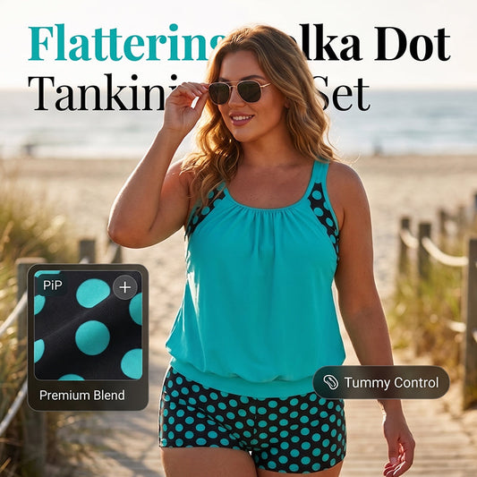 🥳SUMMER HOT SALE🥳💞50K+ SOLD!💥50% OFF! 🔥Women’s Polka Dot Two-Piece Swimsuit – Flattering Fit & Chic Summer Style 🌊✨