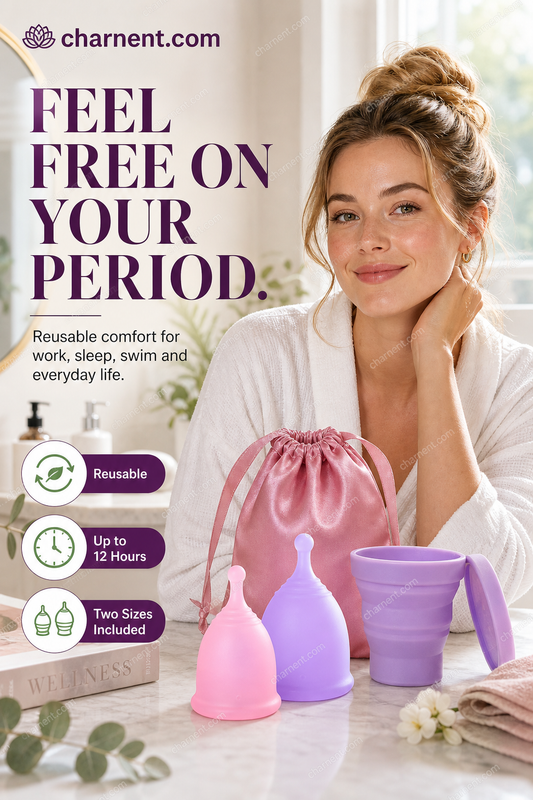 Soft Menstrual Cup – Reusable Period Cup – Made for Comfortable, Leak-Free Protection Up to 12 Hours – BPA & Latex Free – Includes Cup & Carry Bag