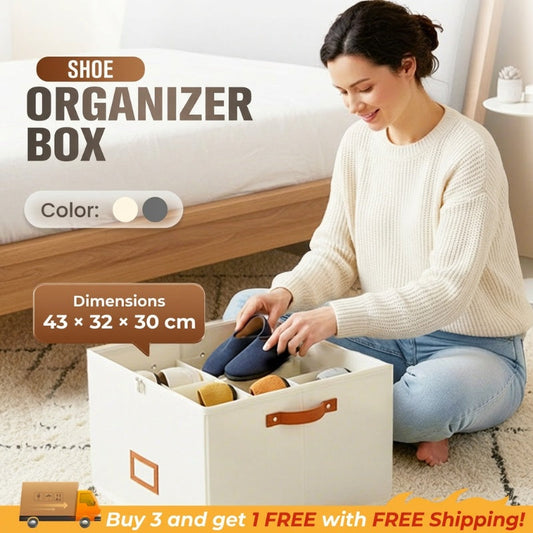 ⏰🔥LIMITED TIME 49% OFF! 👟 Fabric Shoe Organizer Storage Box – Foldable, Large Capacity, Dustproof & Breathable for Closet & Bedroom 🧺✨-UK