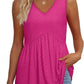💜LAST DAY PROMOTION - 50%OFF💜Women's Print Flowy Sleeveless V Neck Peplum Tank Tops