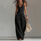 Loose-fitting jumpsuit with wide legs and pockets