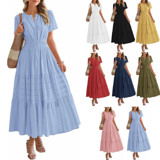 💕HOT SALE 60% OFF💕Women's Boho Chic Smocked Waist Maxi Dress