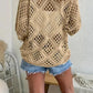 🥰Summer Sale-50% OFF💛Womens Bohemian-Inspired Beige Crochet Top With V-Neck