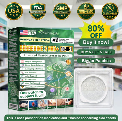 ❤️❤️ Charnent® Moringa · Berberine × NAD+ 𝟏𝟎-𝐢𝐧-𝟏 𝐀𝐝𝐯𝐚𝐧𝐜𝐞𝐝 𝐍𝐚𝐧𝐨 𝐌𝐢𝐜𝐫𝐨𝐧𝐞𝐞𝐝𝐥𝐞 𝐏𝐚𝐭𝐜𝐡 — 𝐎𝐧𝐜𝐞 𝐃𝐚𝐢𝐥𝐲, 𝐕𝐢𝐬𝐢𝐛𝐥𝐞 𝐑𝐞𝐬𝐮𝐥𝐭𝐬 𝐢𝐧 𝟕 𝐃𝐚𝐲𝐬
