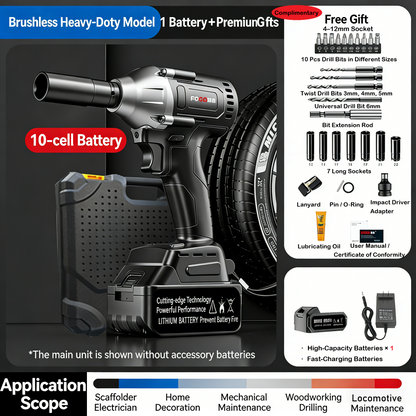 🔧50% OFF!⚡1000N.m Cordless Brushless Impact Wrench 1/2 Inch, High Torque, 2x Battery Fast Charger🛠️