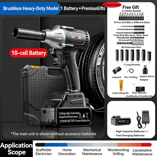 🔧50% OFF!⚡1000N.m Cordless Brushless Impact Wrench 1/2 Inch, High Torque, 2x Battery Fast Charger🛠️