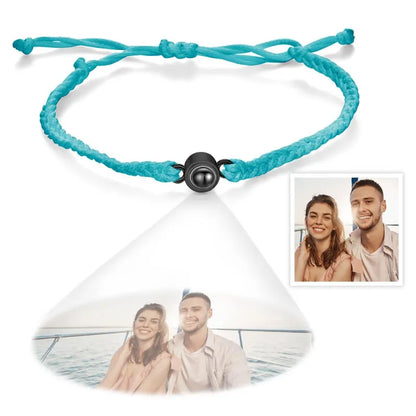 Personalized Photo Projection Couple Bracelet Braided Rope Bracelet Best Gift For Anniversary and Couple