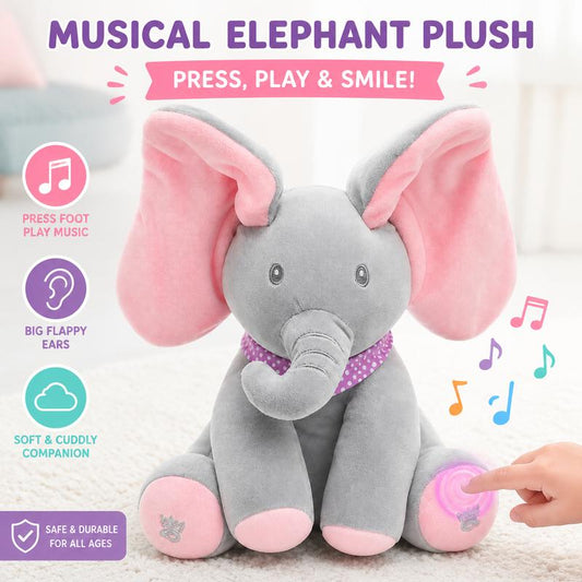 🐘🎶Peek-A-Boo Singing Elephant Plush Toy – Interactive Musical Stuffed Animal
