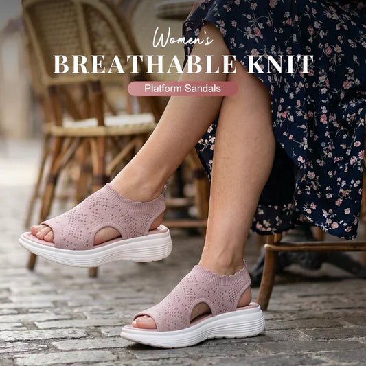 💐Women's Breathable Knit Platform Sandals – Air-permeable knit upper, cushioned sole & lightweight comfy summer footwear ✨