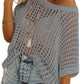 💥This Week's Special Price 💝Womens Summer Scoop Neck ShortSleeve Sweater Casual Crochet Hollow Out KnitTops