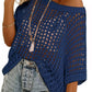 💥This Week's Special Price 💝Womens Summer Scoop Neck ShortSleeve Sweater Casual Crochet Hollow Out KnitTops