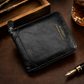 Men's Short Vintage Wallet with Full Zip Closure and Trifold Design