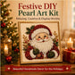 DIY Christmas Pearl Diamond Painting Art Kit with Frame, Christmas Pearl Beads Art Craft for Adults Beginner, Gemstone Diamond Dots Beads Handmade Hanging Painting Kit for Home Wall Decor