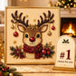 DIY Christmas Pearl Diamond Painting Art Kit with Frame, Christmas Pearl Beads Art Craft for Adults Beginner, Gemstone Diamond Dots Beads Handmade Hanging Painting Kit for Home Wall Decor