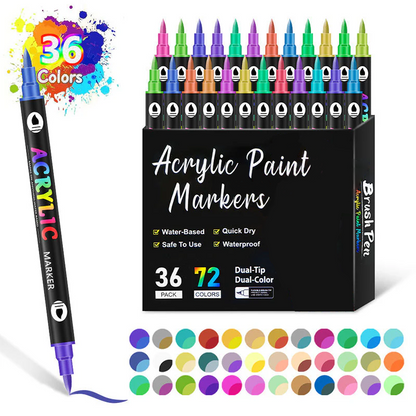 (🔥Last Day Promotion-49%OFF)Dual Tip Acrylic Paint Pen Marker - 24/48/72 Colours