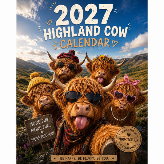 🥳2026 HOT SALE🥳💞50K+ SOLD!🐮📅 50% OFF! 2027 Funny Highland Cow Wall Calendar – 12 exclusive seasonal designs, A4 spiral binding. A smile on your wall every month! 😂✨