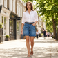 Women's Mid-Rise Bermuda Denim Shorts with Pockets