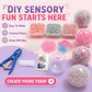 ✨ DIY Stress Ball Making Kit, Includes 6 Filling Packs, 10 Transparent Blank Soft Skins, Expansion Tool, Ideal for Adult Stress Relief, Squishy Maker