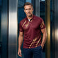Abstract Print Men's  Shirt, Short Sleeve Slim-Fit Top, Graphic Pattern, Unlined, Plain Surface, Made in Mainland China