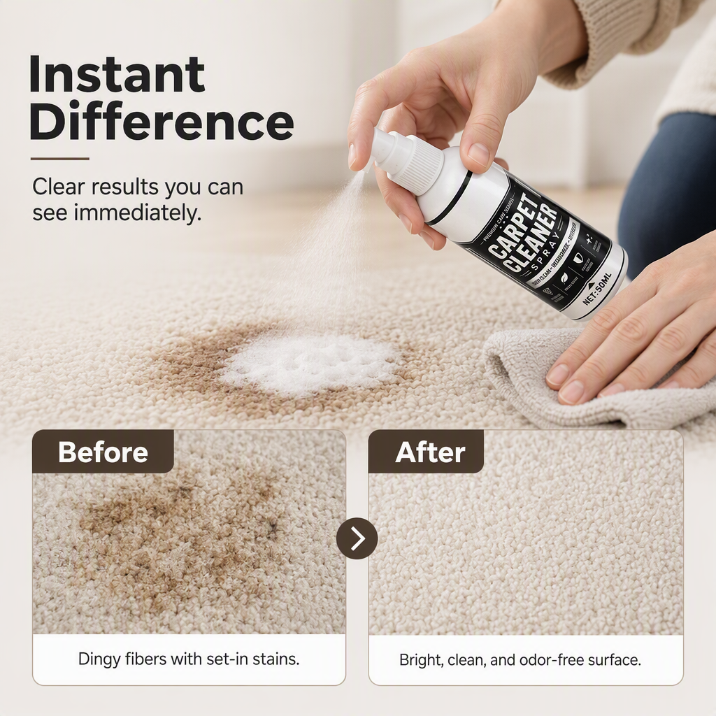 🧼✨ Deep clean carpet spray – lifts tough stains, neutralizes odors instantly!