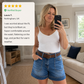 Women's Mid-Rise Bermuda Denim Shorts with Pockets