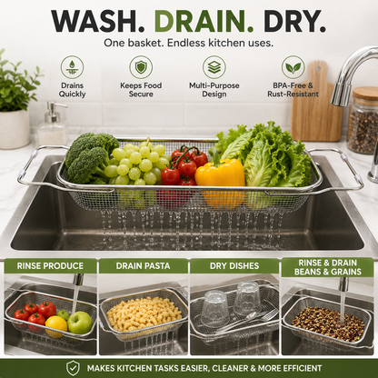 🎉 2026 Sale — Over 23,000 Sold! 🥘Stainless Steel Telescopic Drainer Basket
