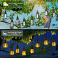 New IP65 solar LED string lights, flame-style, waterproof, for outdoor use, with sensor, for gardens, courtyards and camping, 360° beam angle