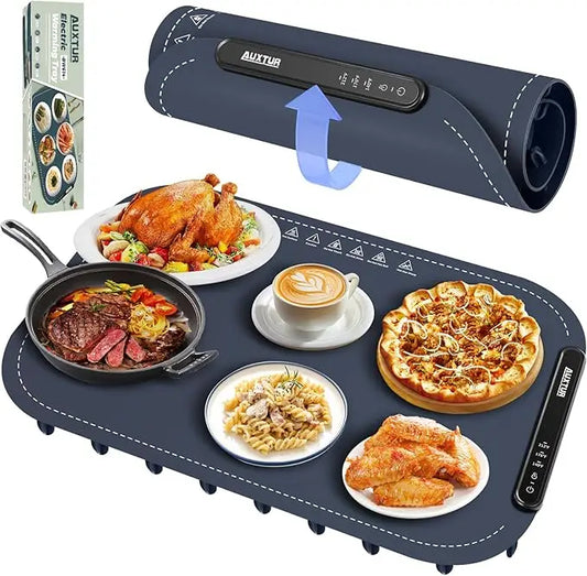 FOHERE Warming Mat for Food Full Surface Heating, 3 Modes Electric Heating Tray Keep Food Warm or Defrost