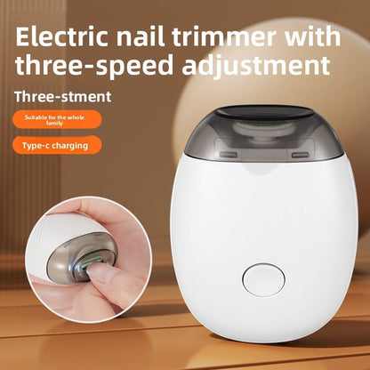 Electric nail clippers and nail file with automatic three-speed function, fully charged via USB. Suitable for both the elderly and infants