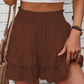 🔥💐LAST DAY SALE 50%OFF💃Solid Color Stretch Waist Layered Short Skirt