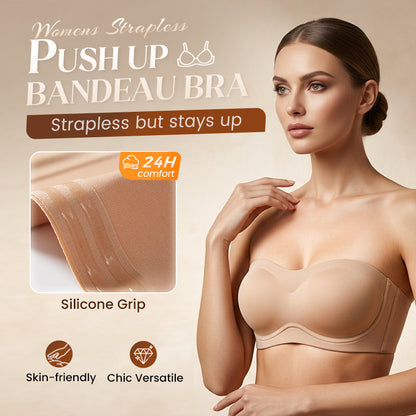 💥Limited Time Offer 50% OFF🥰💞Strapless Push-Up Bra – 360° Non-slip, Wireless & Breathable. 🛡️✨