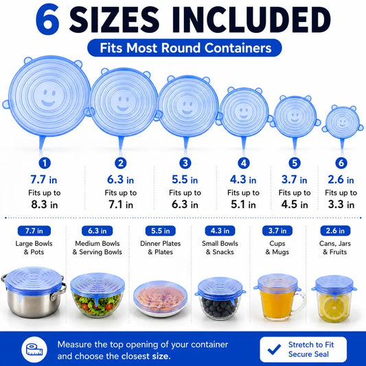 🎁🔥Last day sale 50% OFF🔥  Adpartner Silicone Lids for Food Storage (6-Pack)