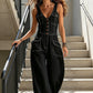 Loose-fitting jumpsuit with wide legs and pockets