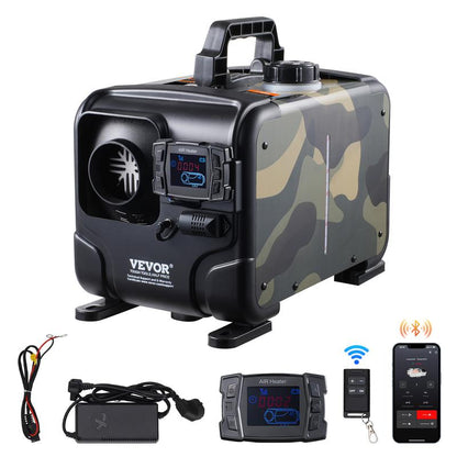 🔥8 kW diesel heater, 12 V/24 V all-in-one diesel air heater, Bluetooth app control, remote control and display, CO alarm, rapid heating