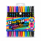 ⏰🎁24 Pack Dual Tip Glitter Markers and Highlighters Set 24 Colors Double Ended Soft Brush Tip Pens for Student Art Drawing