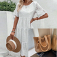 🔥Last Day Sale 50% OFF!!💖Women's Solid Round Neck Floral Cut-Out Dress