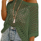 💥This Week's Special Price 💝Womens Summer Scoop Neck ShortSleeve Sweater Casual Crochet Hollow Out KnitTops