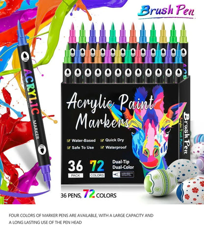 🎃Halloween Deal 50% OFF!🎨2-in-1 Acrylic Paint Markers – Two Colours per Pen, 24–168 Colours