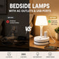 3-outlet power strip with 2 USB-A and 2 USB-C ports, featuring a built-in desk lamp, compatible with 220V-240V, maximum power 3250W, 13A, 1.8m cable, suitable for home, kitchen, outdoor, hotel, office, and cruise vacation use