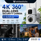 🔍🔍360° Pan & Tilt 4K Dual Lens Security Camera – Outdoor WiFi Surveillance Camera